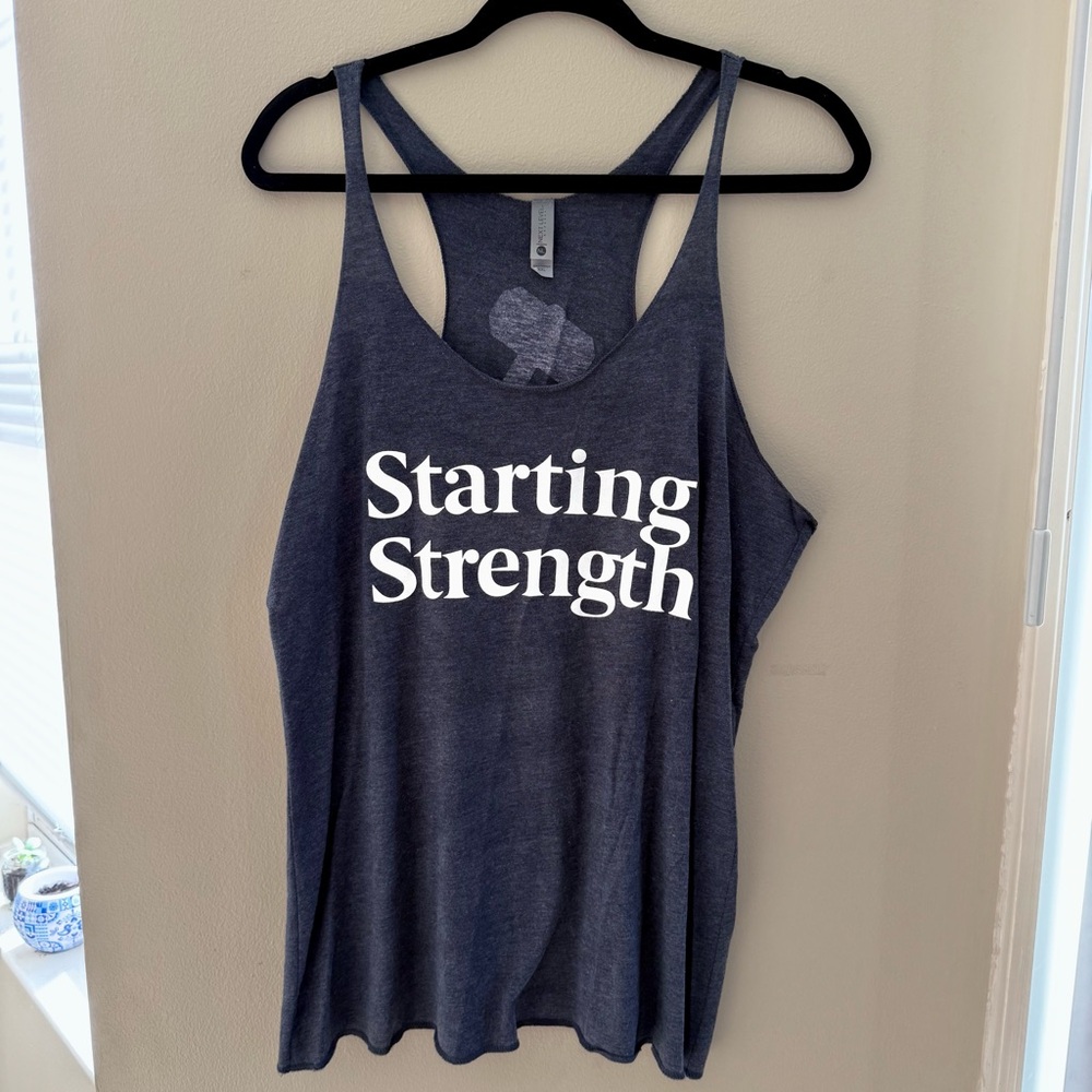 Next Apparel Heather Navy Blue Relaxed Fit Muscle Tank Top Starting Strength